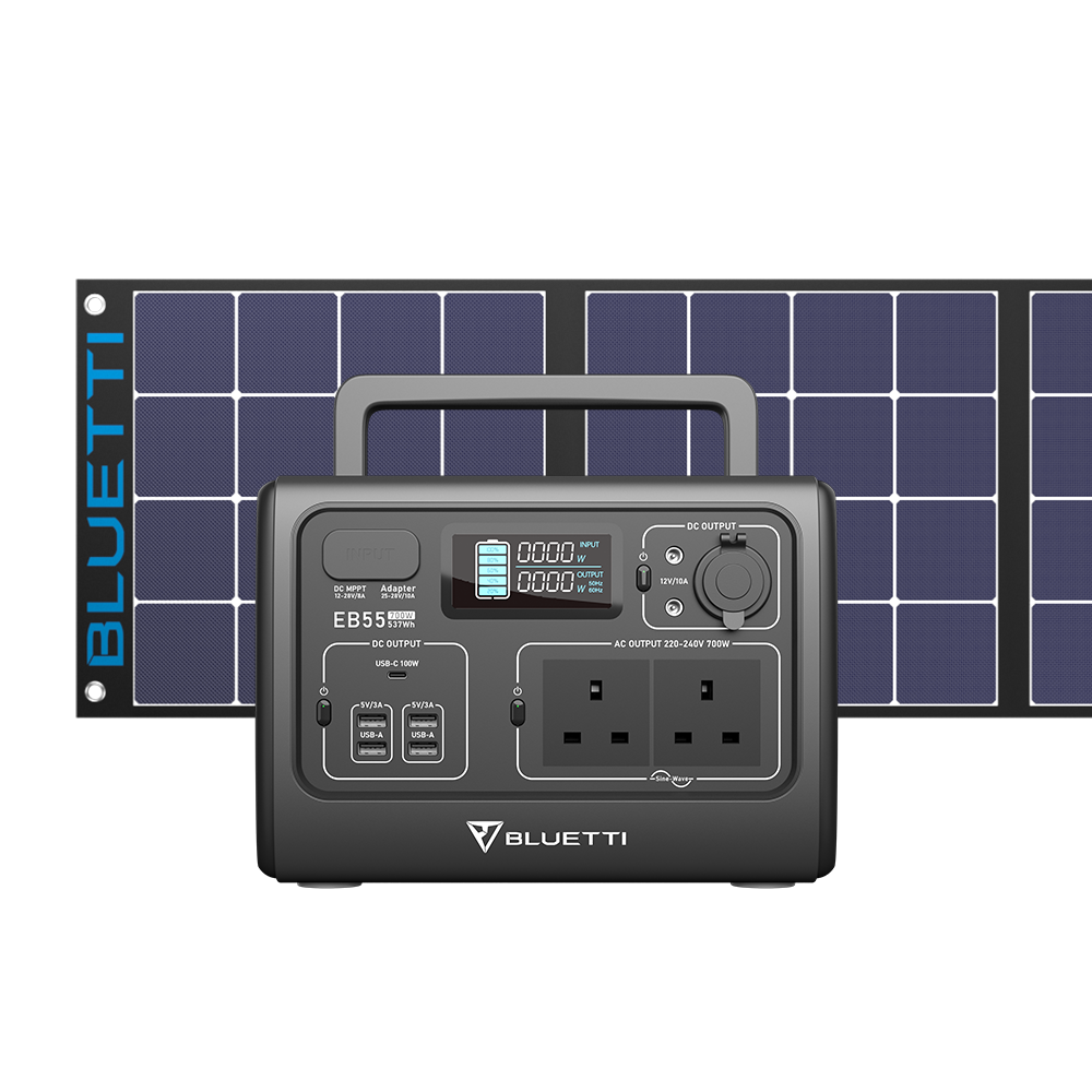 BLUETTI EB55 Portable Solar Generator + 1*120W/220W Solar Panel